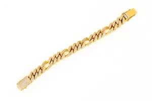 16mm Yellow Gold Diamond Spaced Bracelet