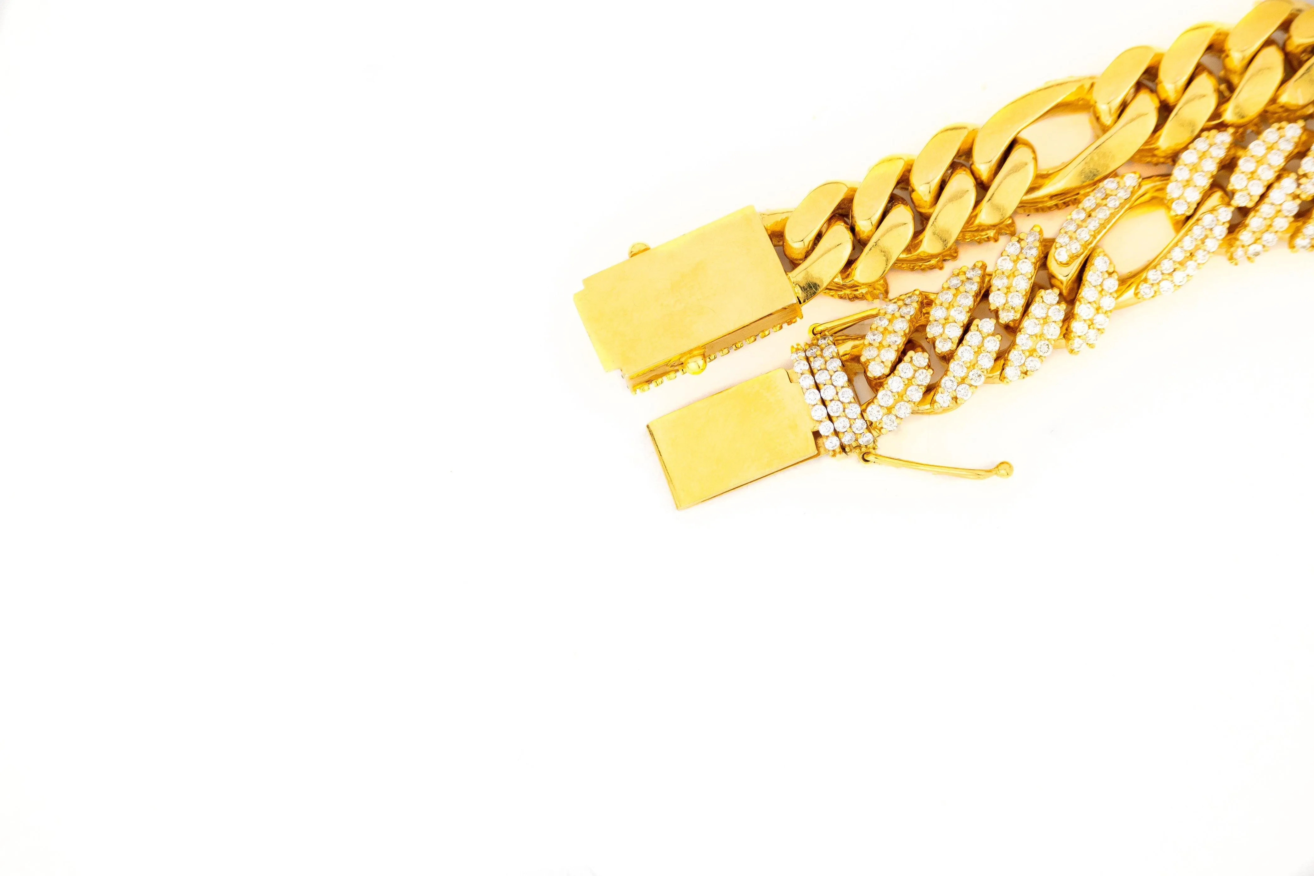 16mm Yellow Gold Diamond Spaced Bracelet