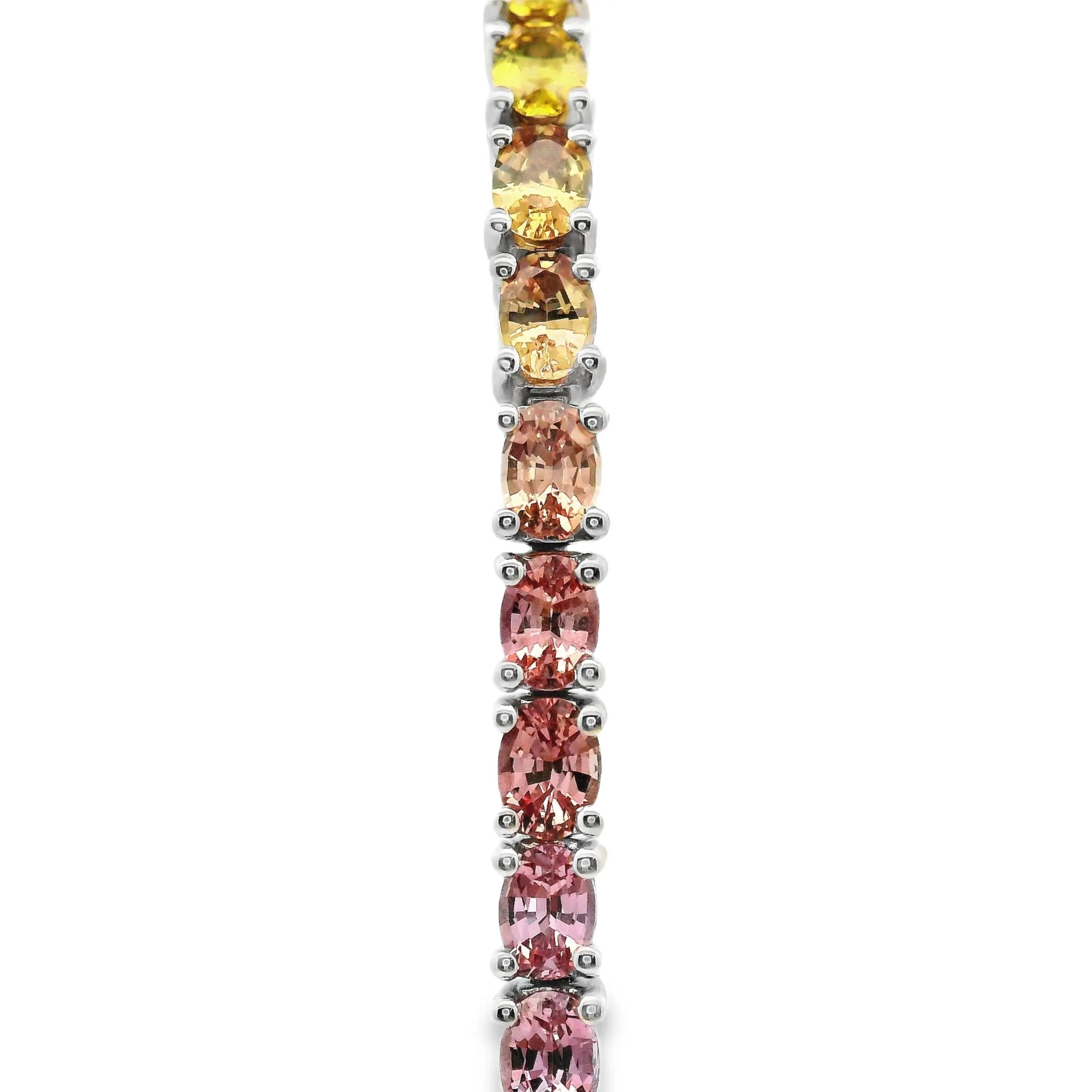 18ct White Gold Multi Coloured Natural Sapphire And Lab Grown Diamond Tennis Bracelet