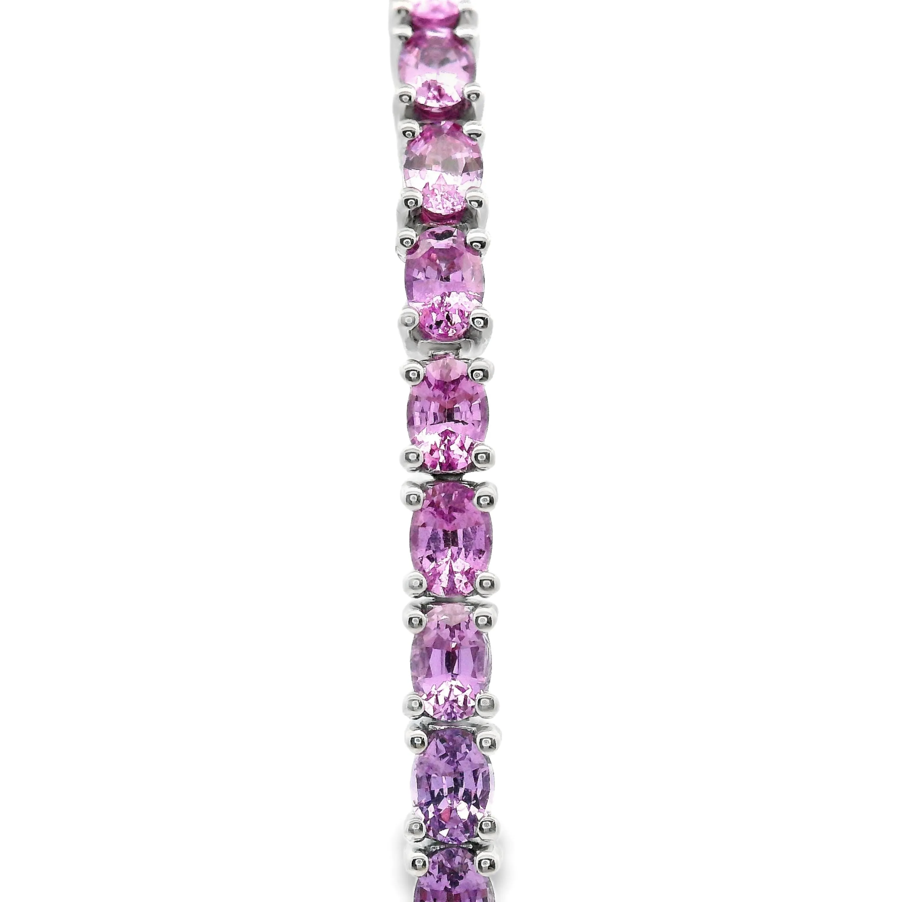 18ct White Gold Multi Coloured Natural Sapphire And Lab Grown Diamond Tennis Bracelet