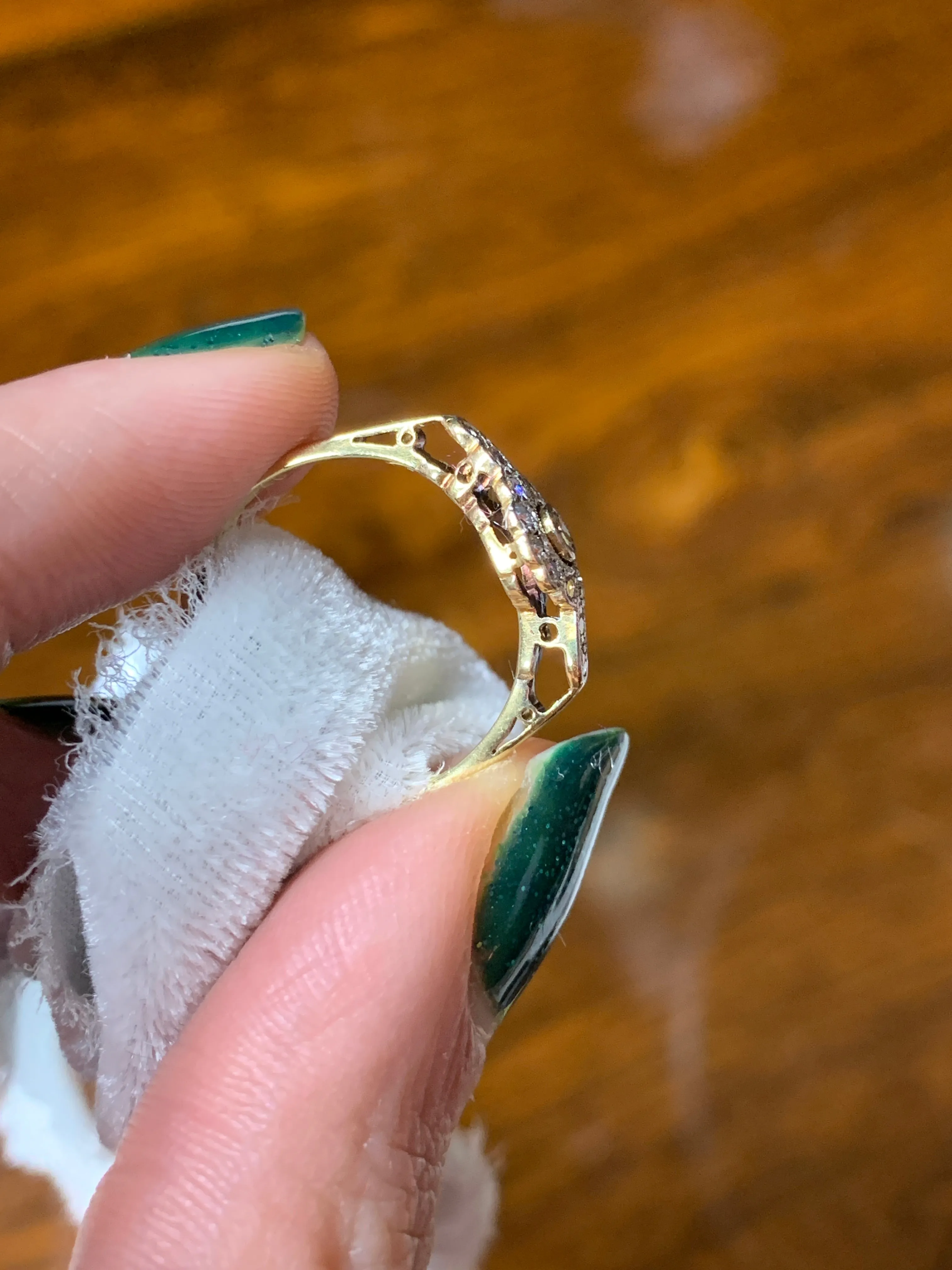 18k and Platinum Diamond Wave ring Circa 1890