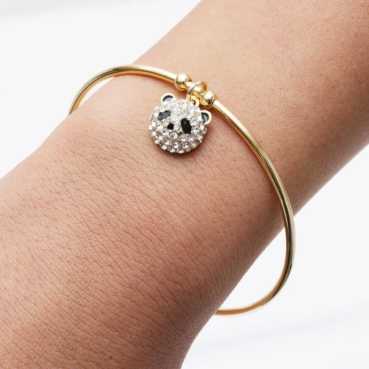 18K Gold Plated Animal Crystal Charm Bangle