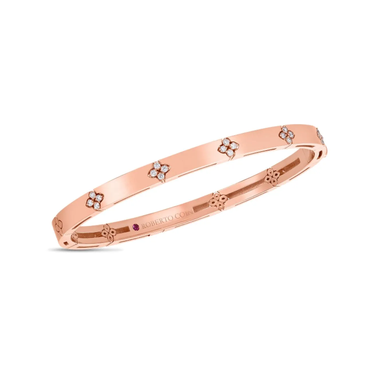 18K VERONA NARROW WIDTH BANGLE W. DIAMOND ACCENT
