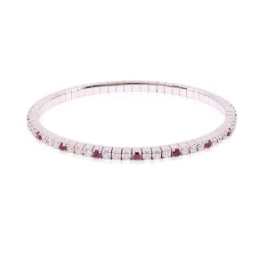 18K WHITE GOLD DIAMOND RUBY STRETCH BRACELET - 2.54CTW