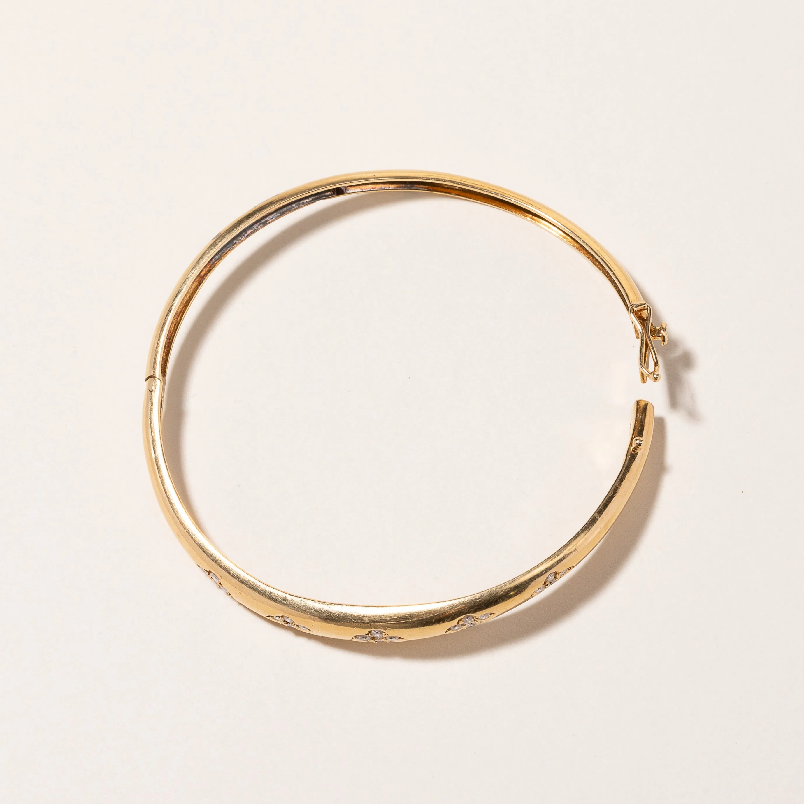 18k Yellow Gold Diamond Bangle Bracelet | 0.27ctw
