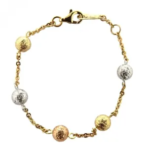 18Kt  Diamond Cut Tri-Color Ball Bracelet 6