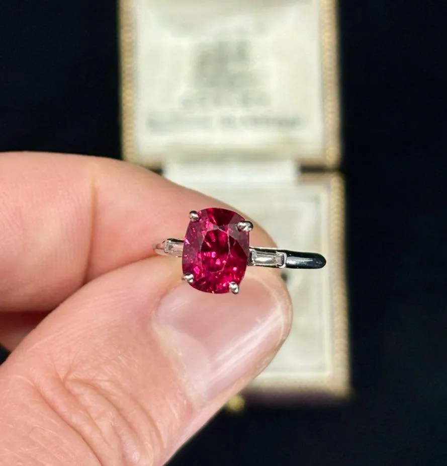 1920s Raymond Yard 3.04ct Ruby and Diamond Ring