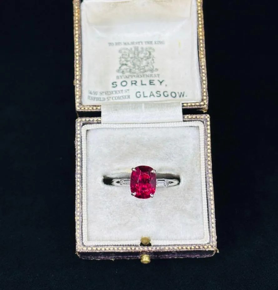 1920s Raymond Yard 3.04ct Ruby and Diamond Ring