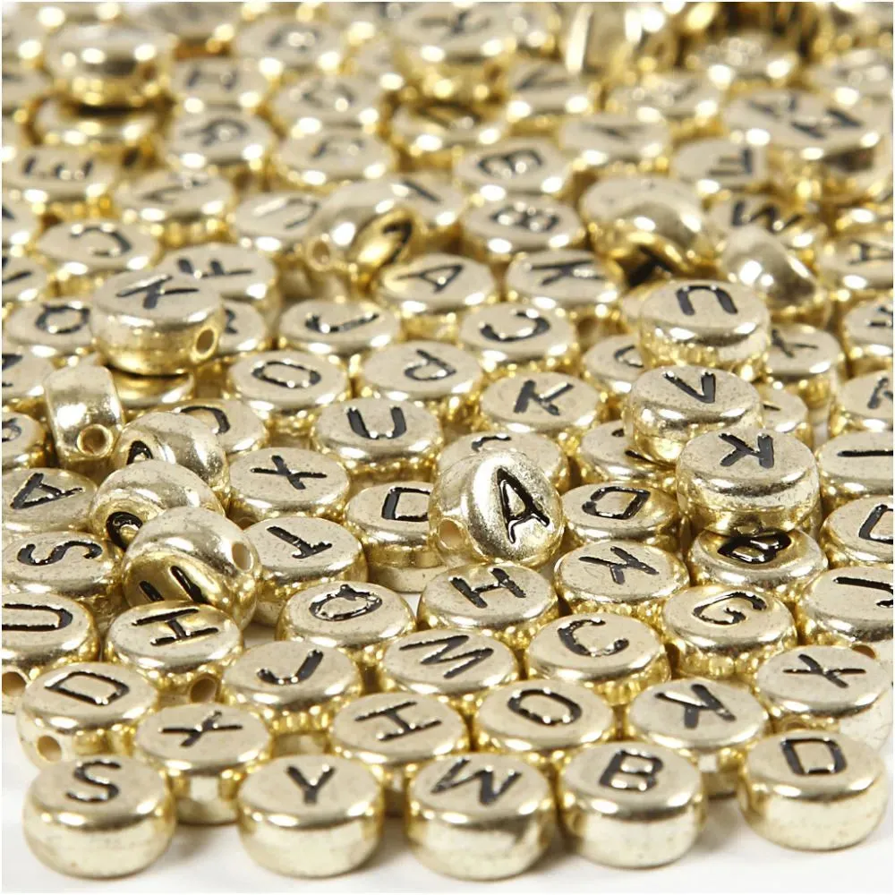 200 x Round Silver Colour Plastic Letter Beads Jewellery Making Supplies Crafts