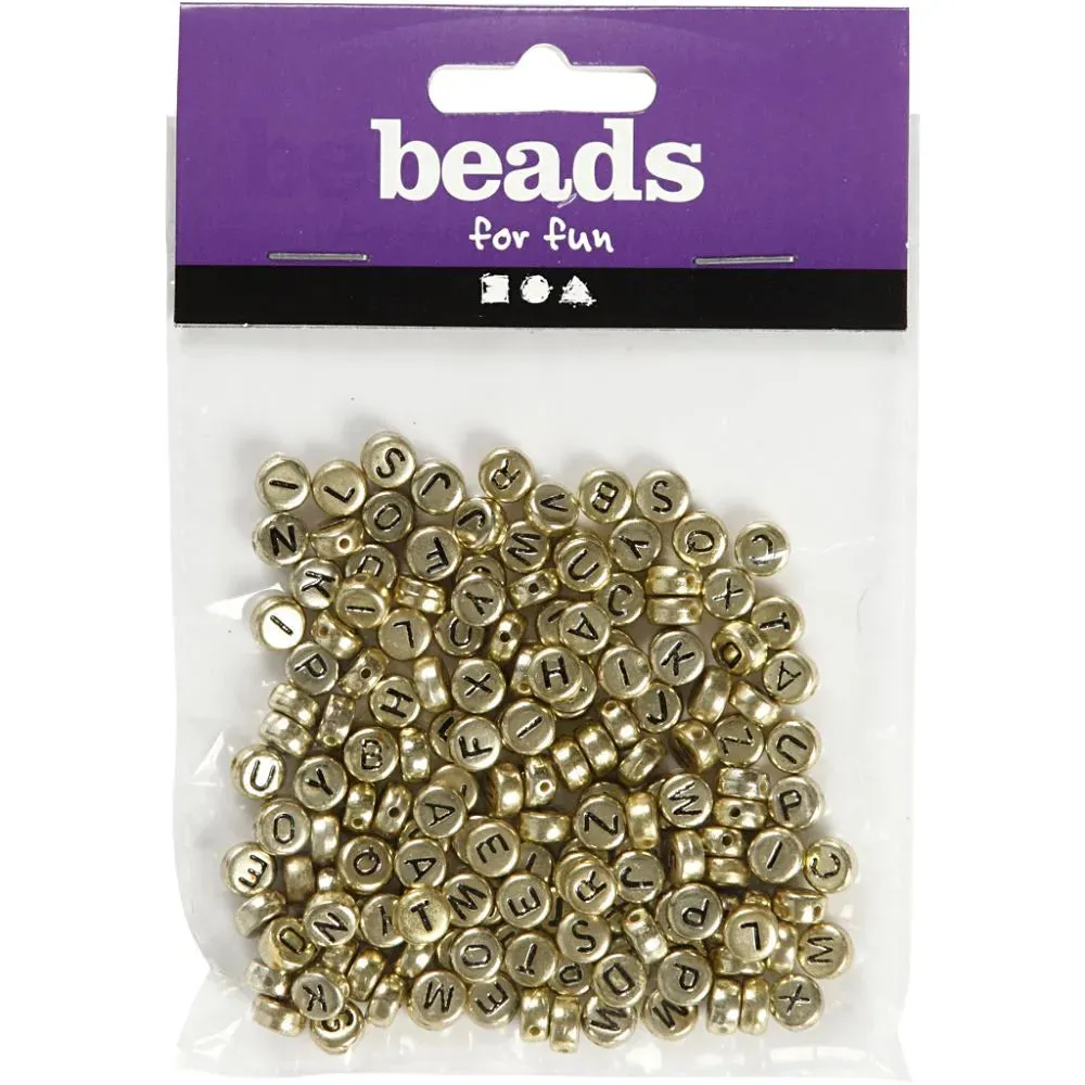 200 x Round Silver Colour Plastic Letter Beads Jewellery Making Supplies Crafts