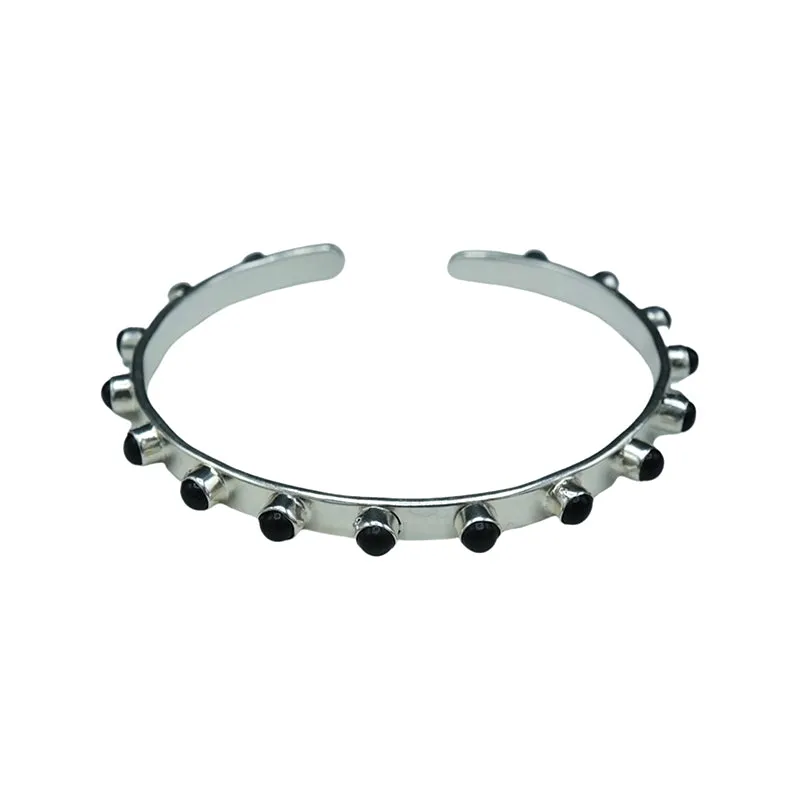 210-10-S | SEEMA ADJUSTABLE CUFF (4 MM BLACK ONYX ON SILVER)
