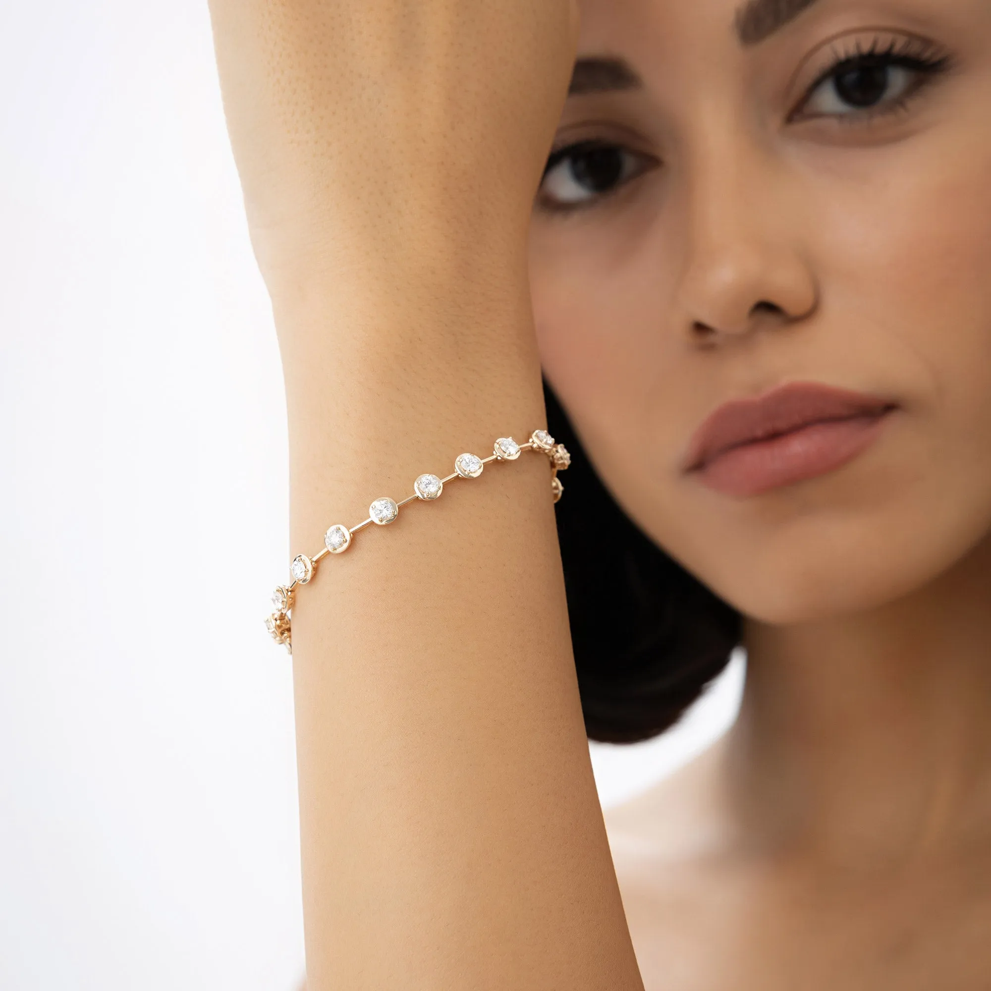 3.60 ctw 14k Round Lab Grown Diamond Bar Bracelet - Larissa
