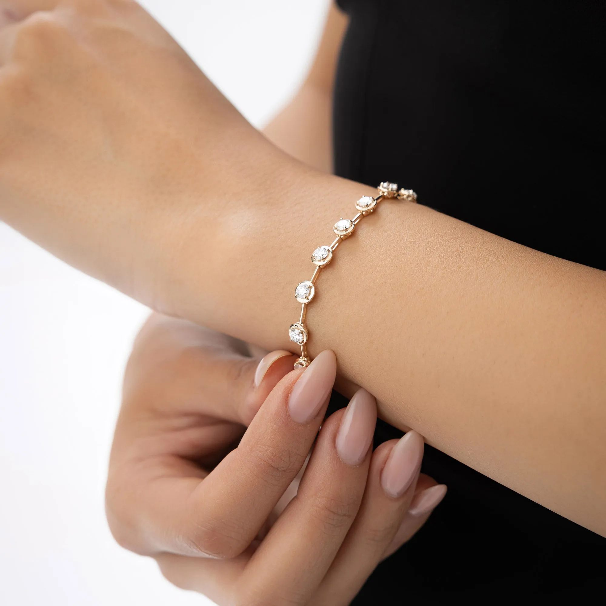 3.60 ctw 14k Round Lab Grown Diamond Bar Bracelet - Larissa
