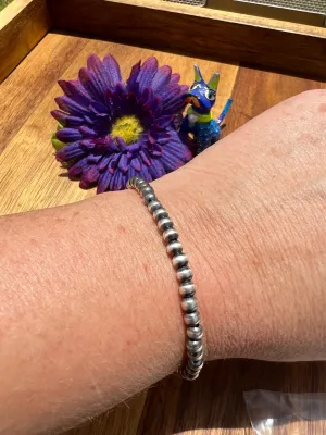 4MM "Navajo Style" Sterling Pearl Bracelet