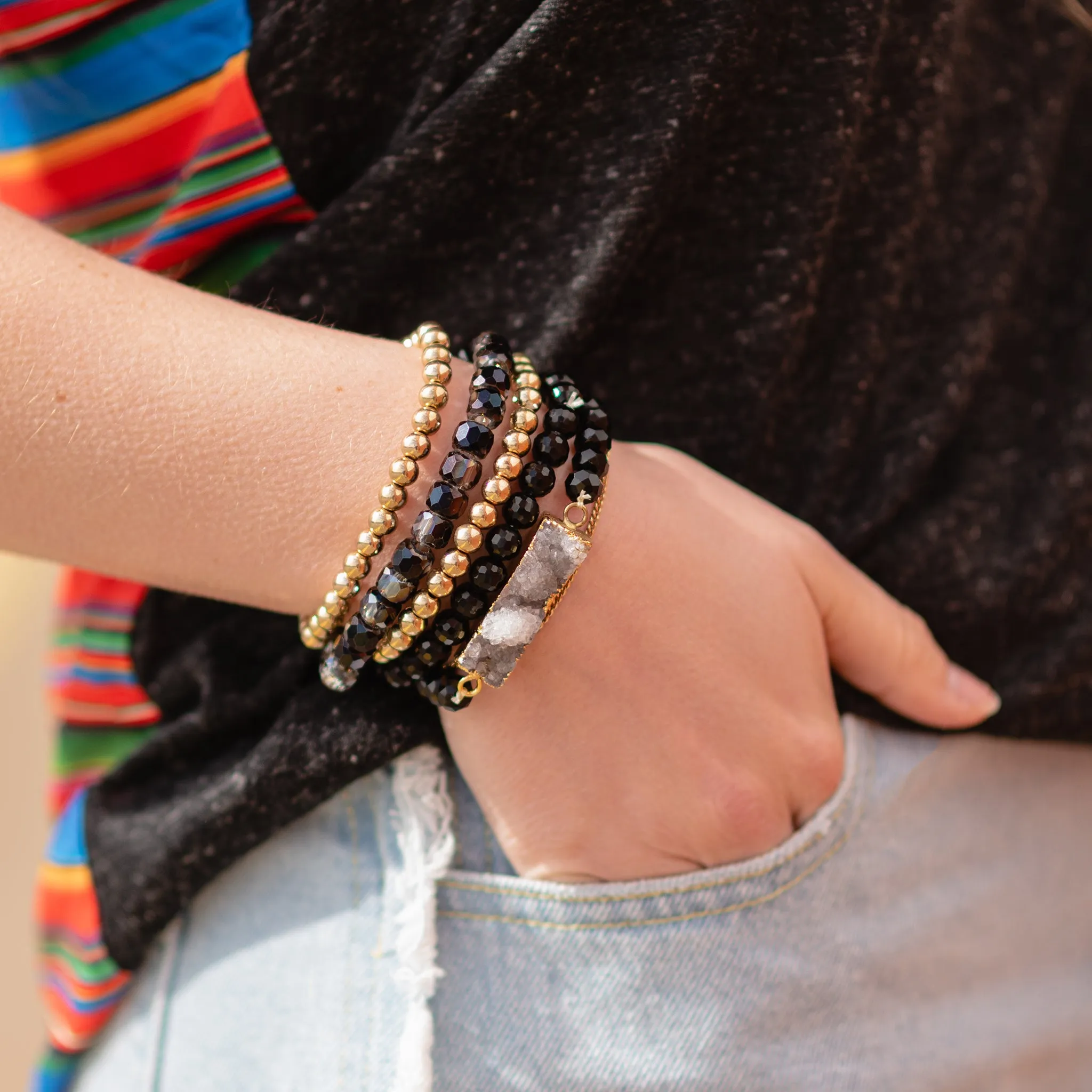 74735 - Stacked Druzy Bracelet - Black