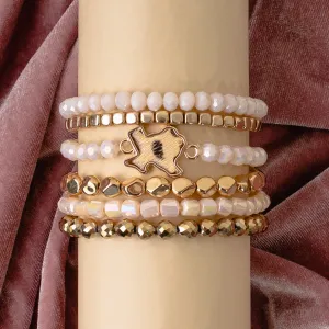 74745 - Dainty Animal Print Texas Stacked Bracelets - Beige