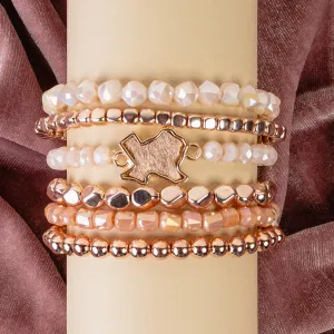 74745 - Dainty Animal Print Texas Stacked Bracelets - Rose Gold