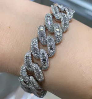 9.21CT T.W. Diamond Pave Link Bracelet With Baguette & Round Cuts