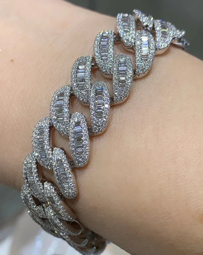 9.21CT T.W. Diamond Pave Link Bracelet With Baguette & Round Cuts