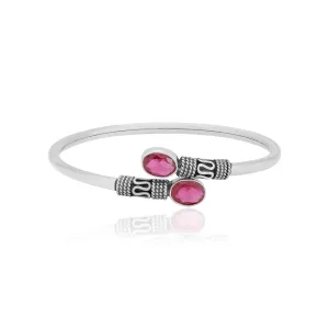 925 Sterling Silver Oxidised Ruby Kada for Women