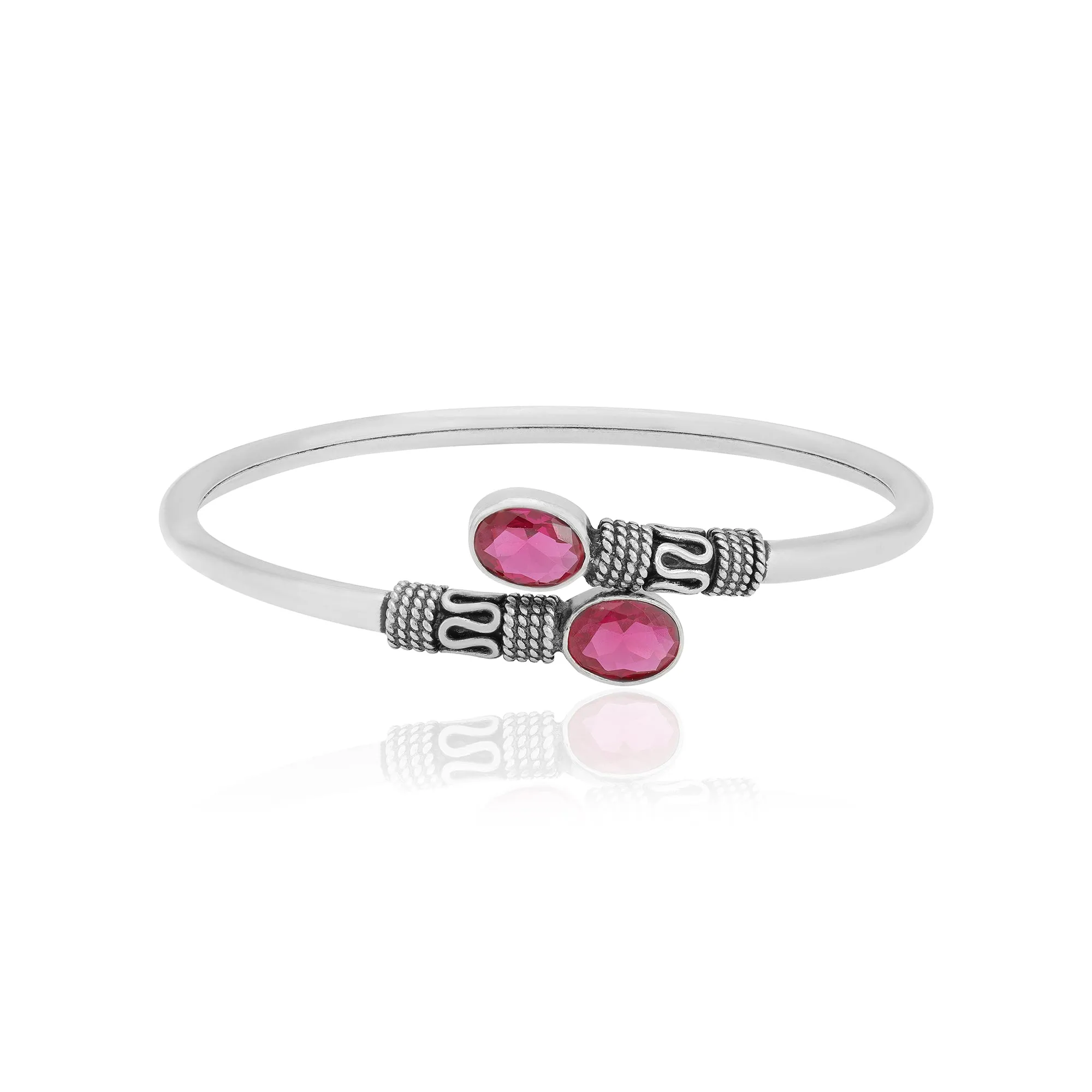 925 Sterling Silver Oxidised Ruby Kada for Women