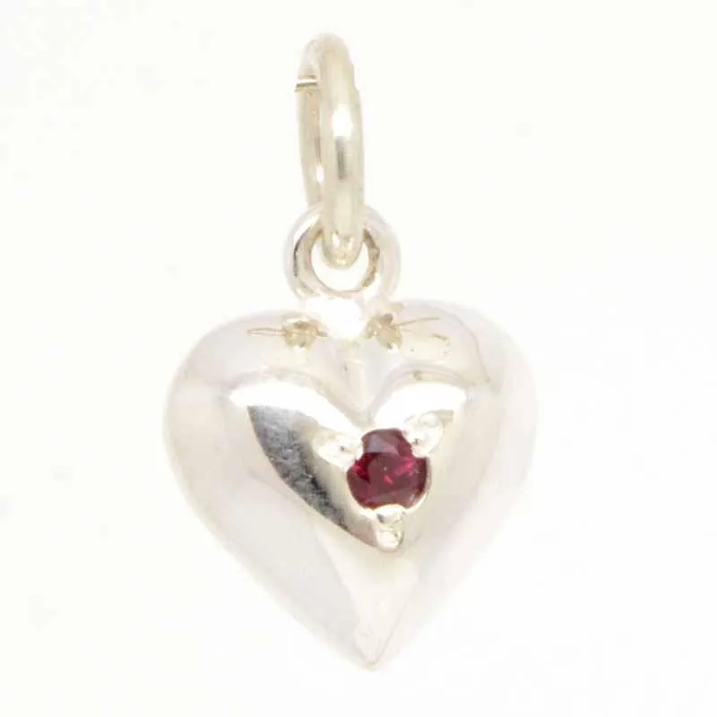 9ct White Gold Birthstone Heart Charm