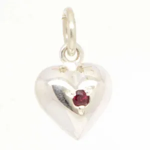 9ct White Gold Birthstone Heart Charm