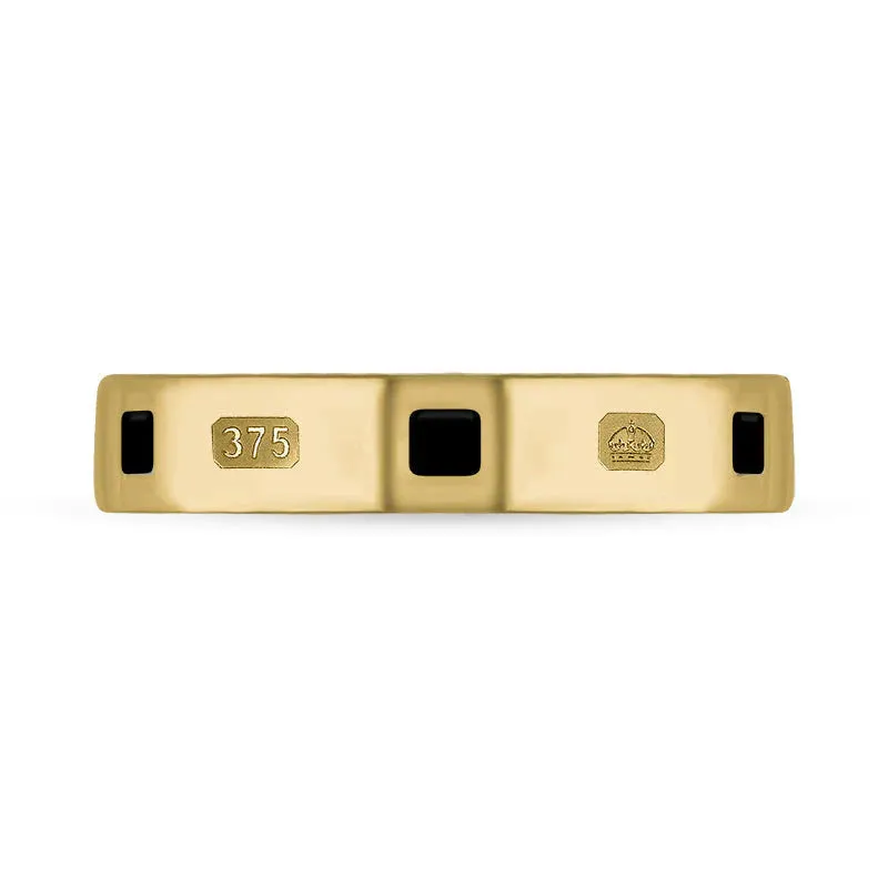 9ct Yellow Gold Whitby Jet Queen's Jubilee Hallmark Princess Cut 4mm Ring D