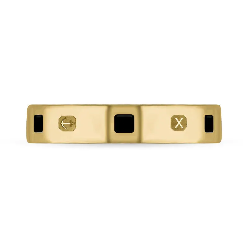 9ct Yellow Gold Whitby Jet Queen's Jubilee Hallmark Princess Cut 4mm Ring D