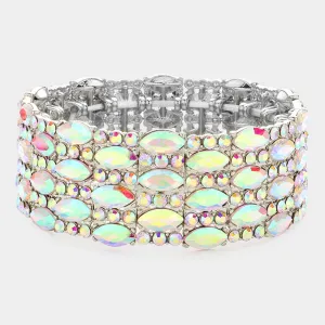 AB Marquise Stone Accented Stretch Pageant Bracelet  | Crystal Bracelet | 581611