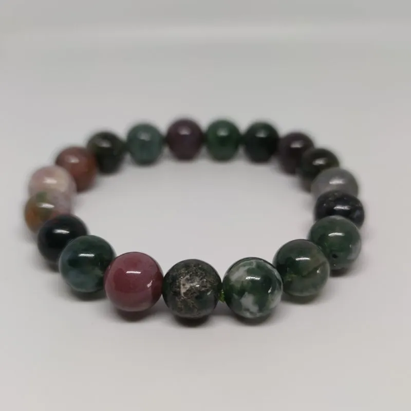 Agate Round Bead Crystal Bracelet