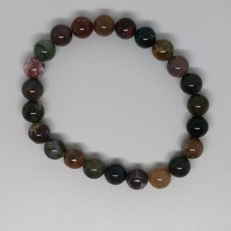 Agate Round Bead Crystal Bracelet