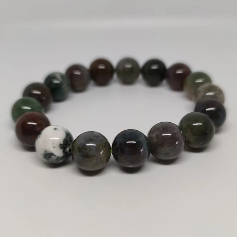 Agate Round Bead Crystal Bracelet