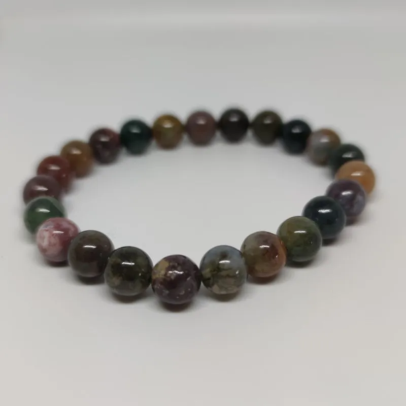 Agate Round Bead Crystal Bracelet