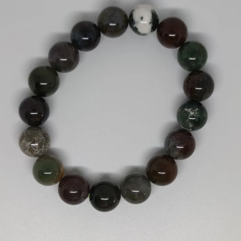 Agate Round Bead Crystal Bracelet