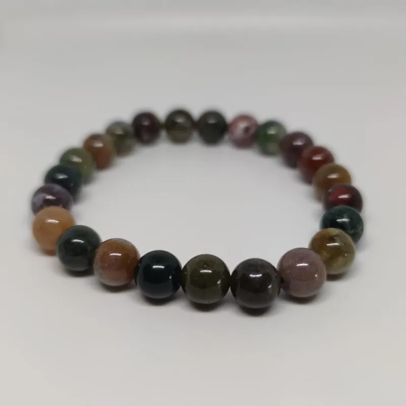 Agate Round Bead Crystal Bracelet