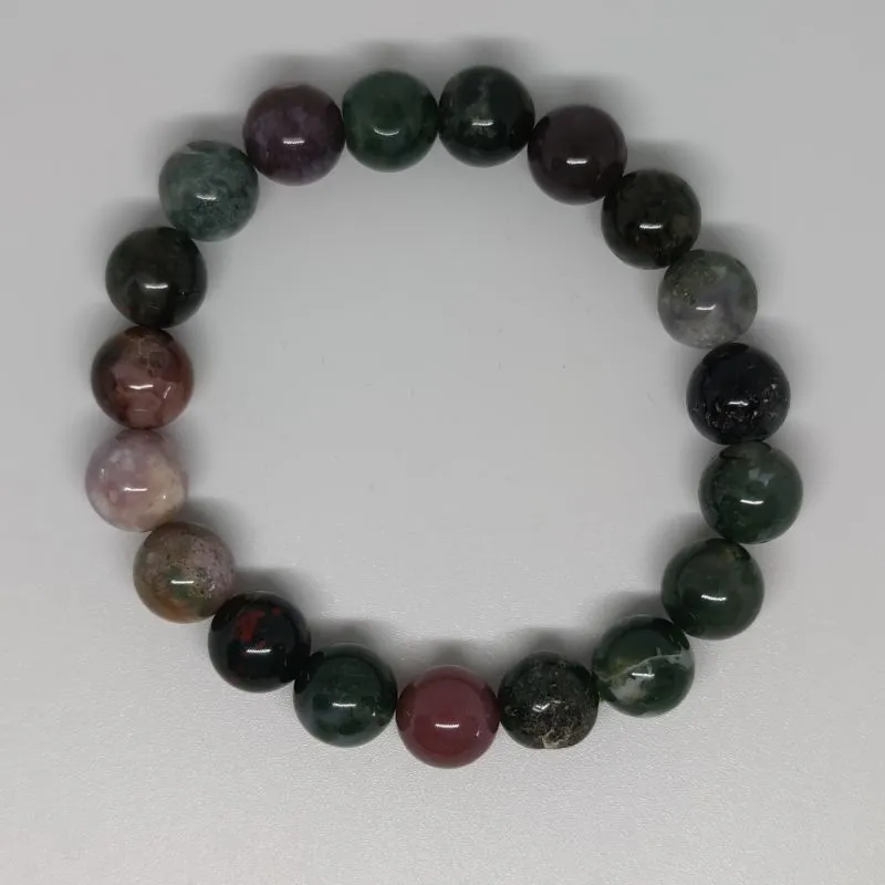 Agate Round Bead Crystal Bracelet