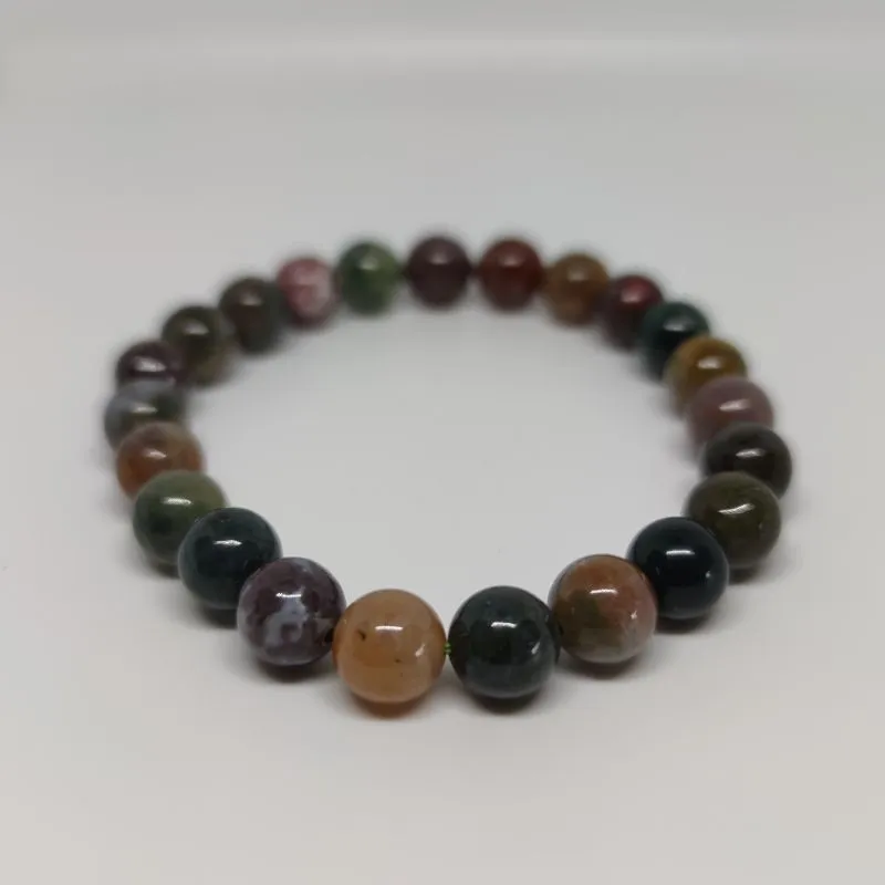 Agate Round Bead Crystal Bracelet