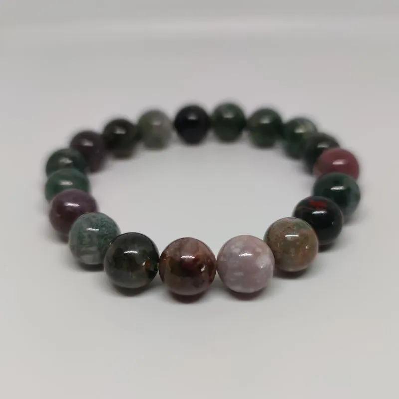 Agate Round Bead Crystal Bracelet