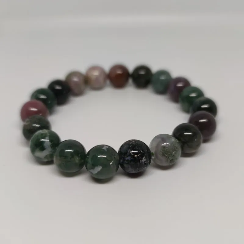 Agate Round Bead Crystal Bracelet