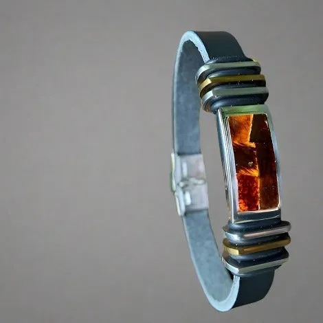 Amber Leather Men's Bracelet Filip