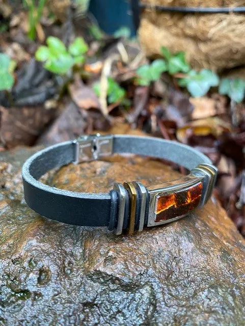 Amber Leather Men's Bracelet Filip