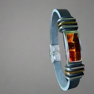 Amber Leather Men's Bracelet Filip