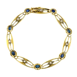 Antique Sapphire & Diamond Link Bracelet