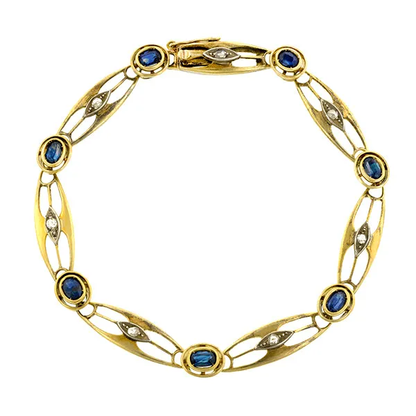 Antique Sapphire & Diamond Link Bracelet