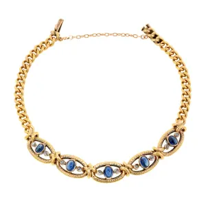 Antique Sapphire & Diamond Link Bracelet