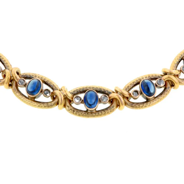 Antique Sapphire & Diamond Link Bracelet