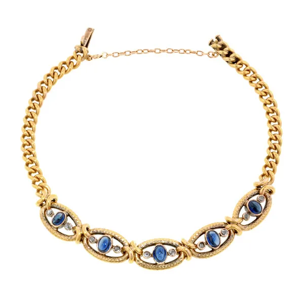 Antique Sapphire & Diamond Link Bracelet