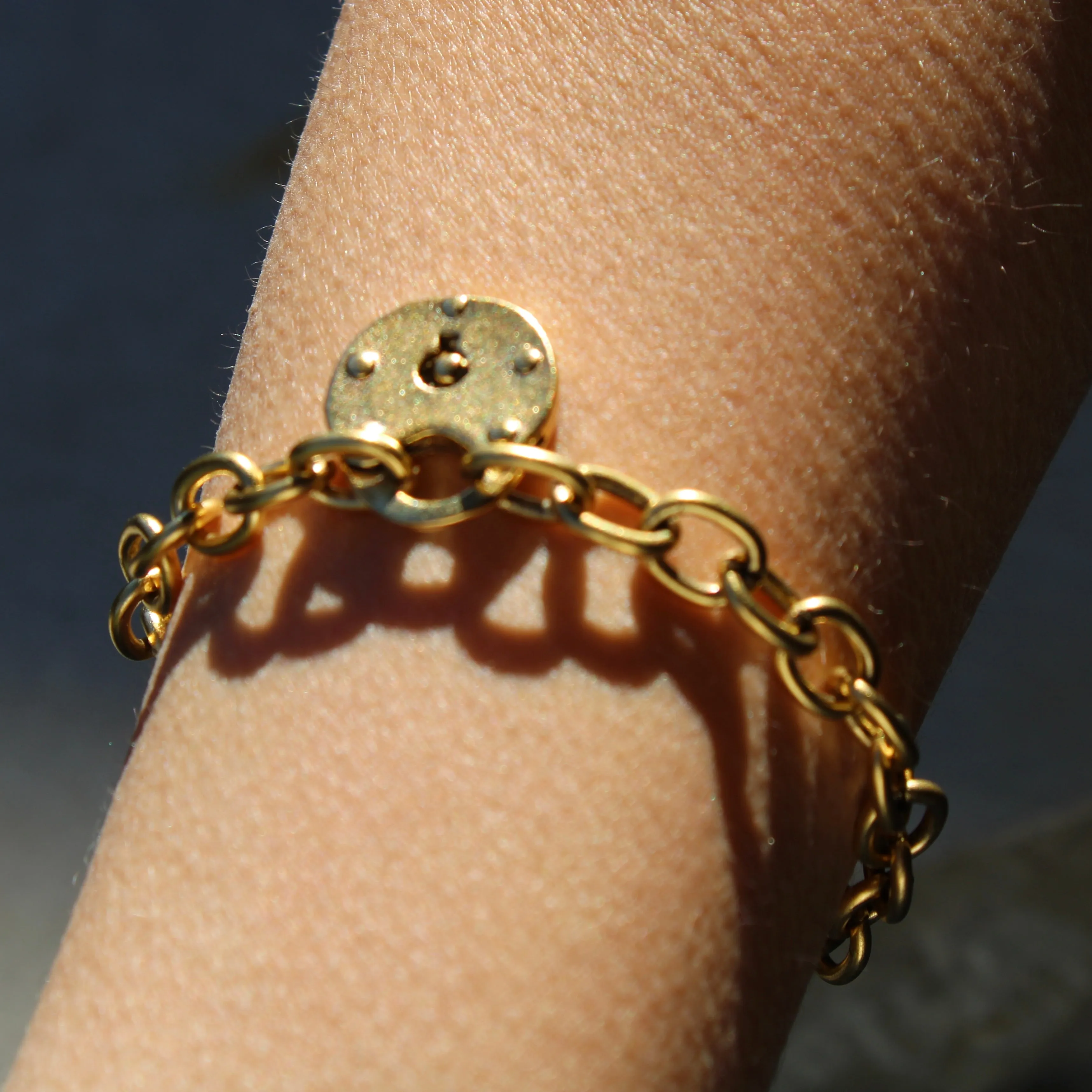 Antiqued Gold Lock Bracelet