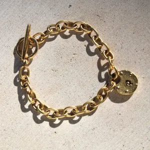 Antiqued Gold Lock Bracelet